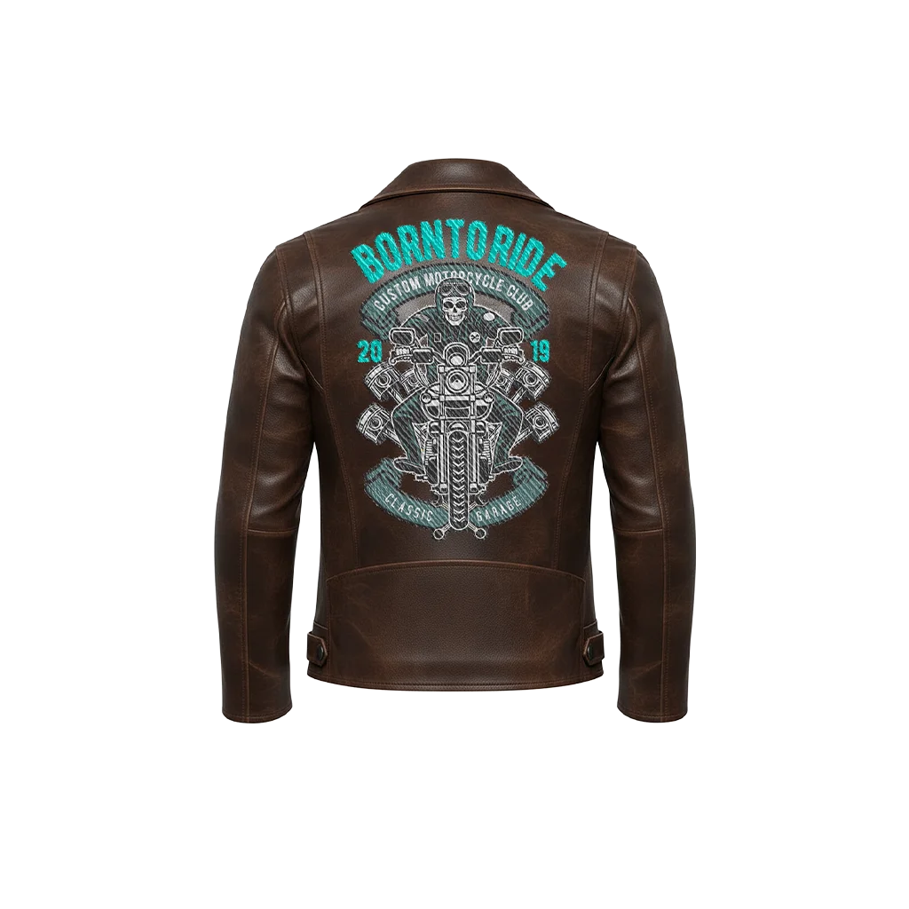 Born To Ride Custom Motorcycle Club Leather Jacket