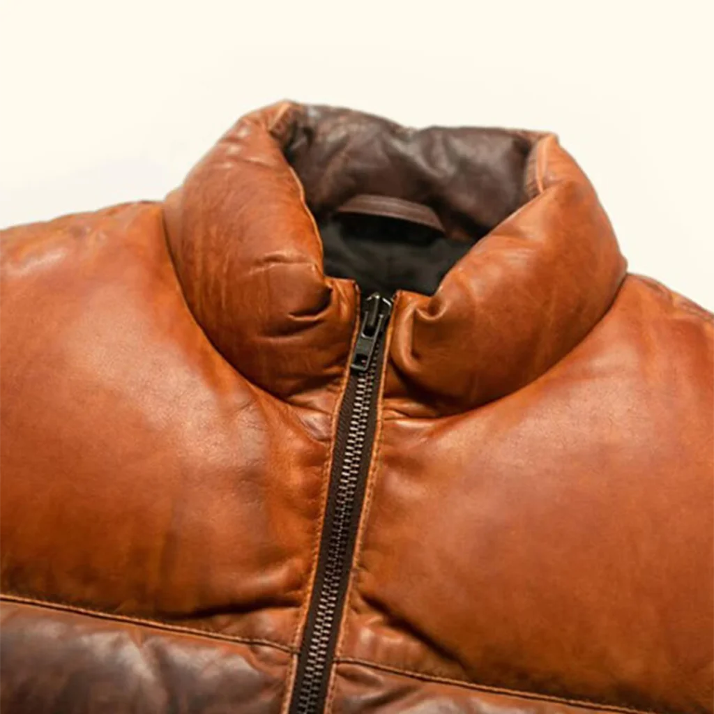 Men’s Quilted Leather Puffer Jacket
