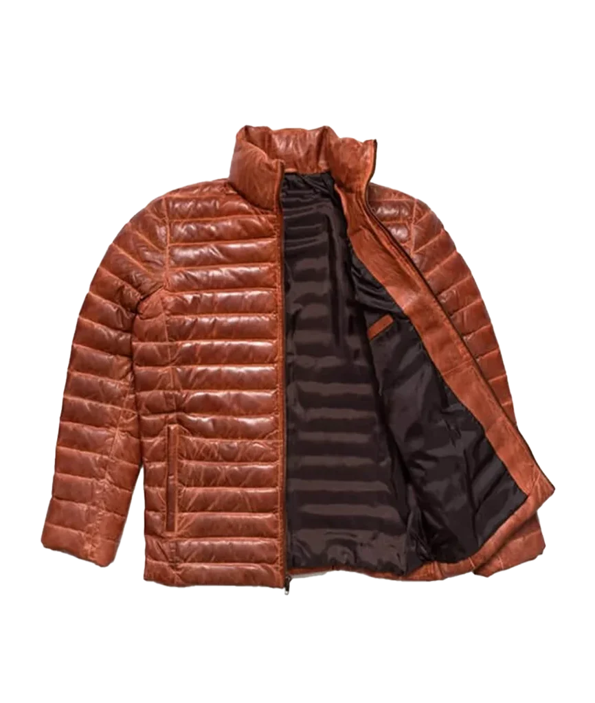 Men’s Quilted Leather Puffer Jacket