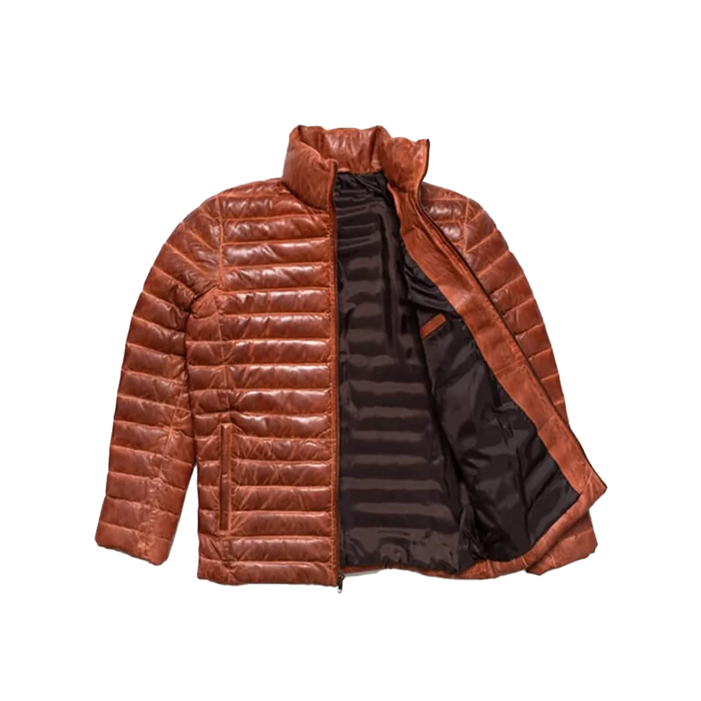 Men’s Quilted Leather Puffer Jacket