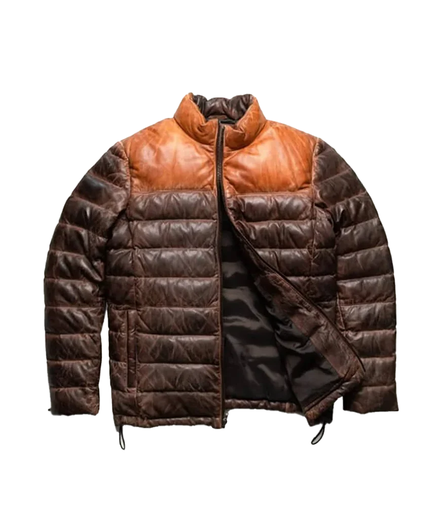 Men’s Quilted Leather Puffer Jacket