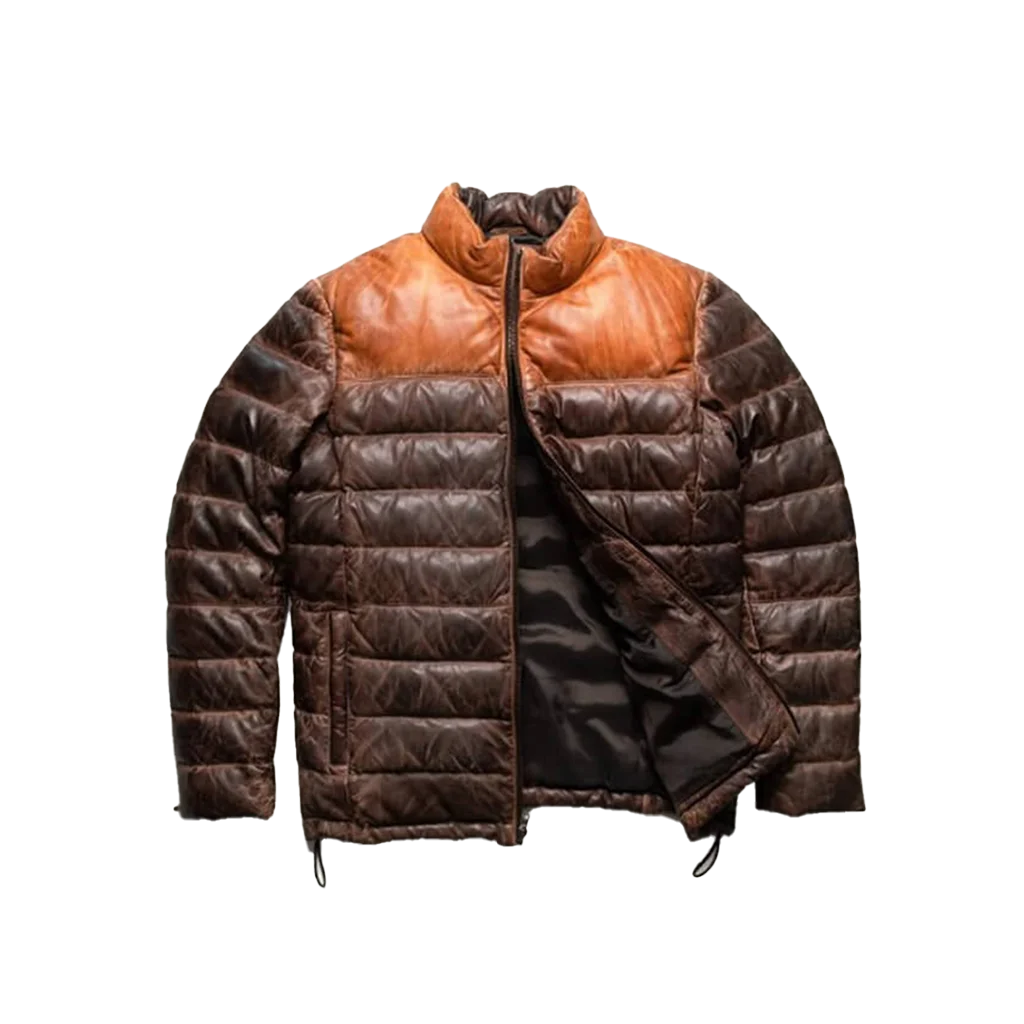 Men’s Quilted Leather Puffer Jacket