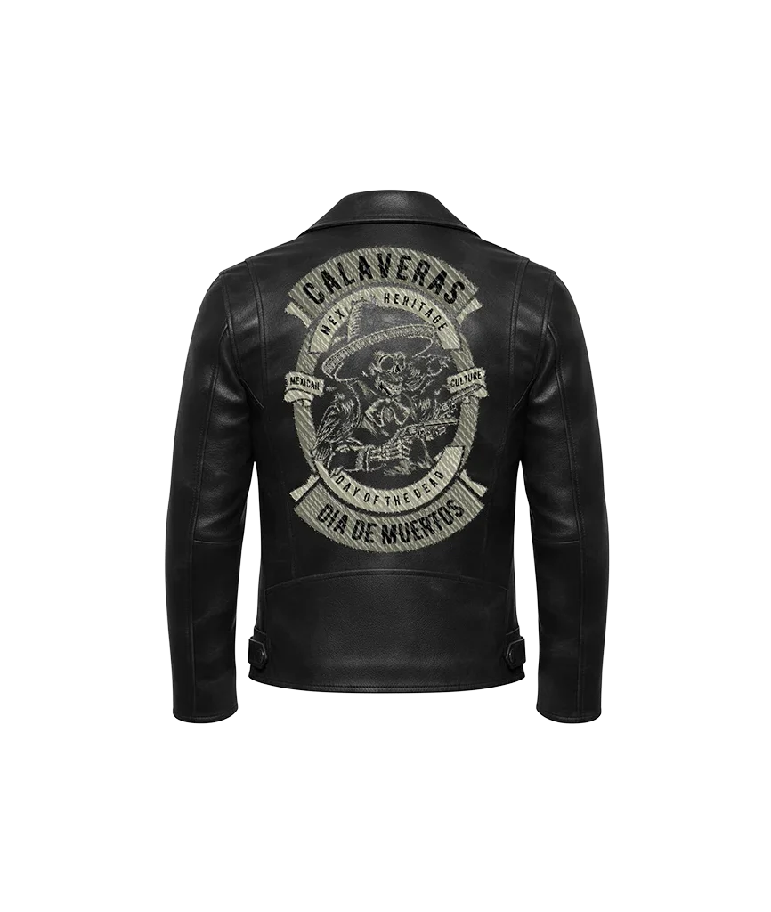 Calaveras Dia De Muertos Mexican Heritage Leather Jacket