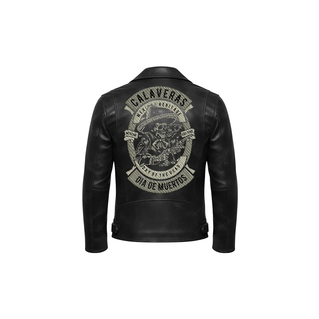 Calaveras Dia De Muertos Mexican Heritage Leather Jacket