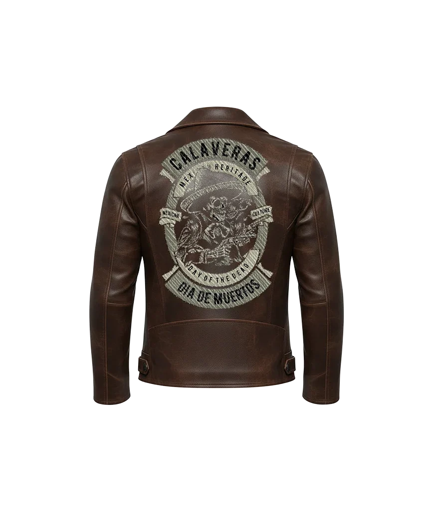 Calaveras Dia De Muertos Mexican Heritage Leather Jacket