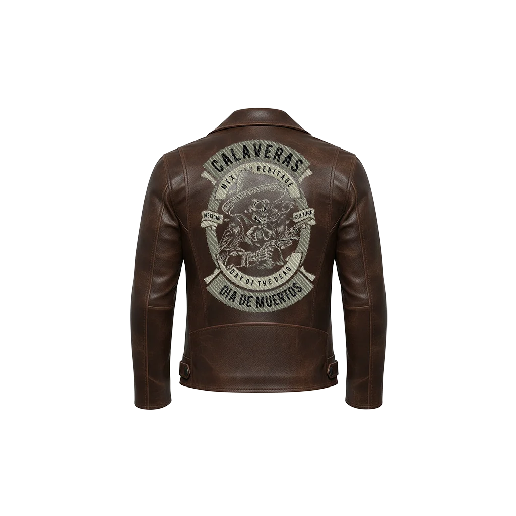 Calaveras Dia De Muertos Mexican Heritage Leather Jacket