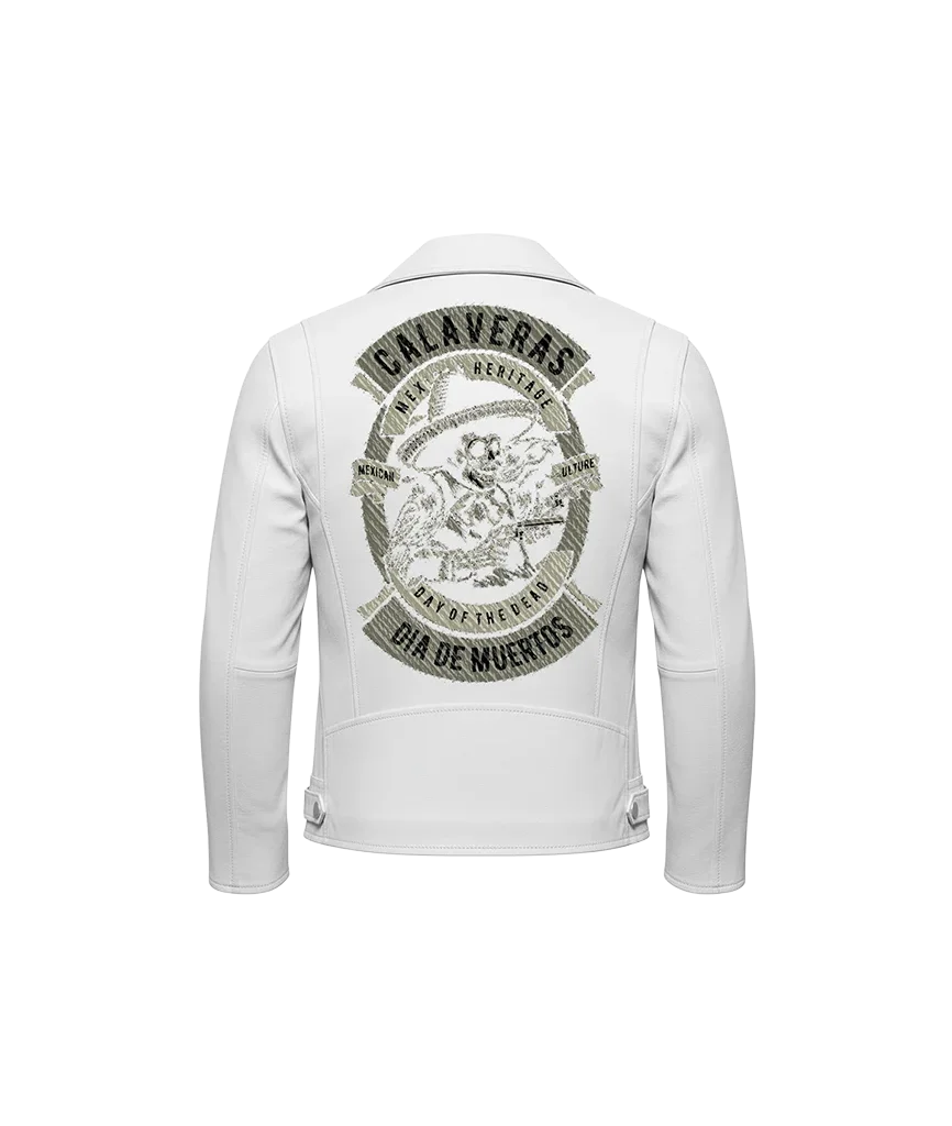 Calaveras Dia De Muertos Mexican Heritage Leather Jacket