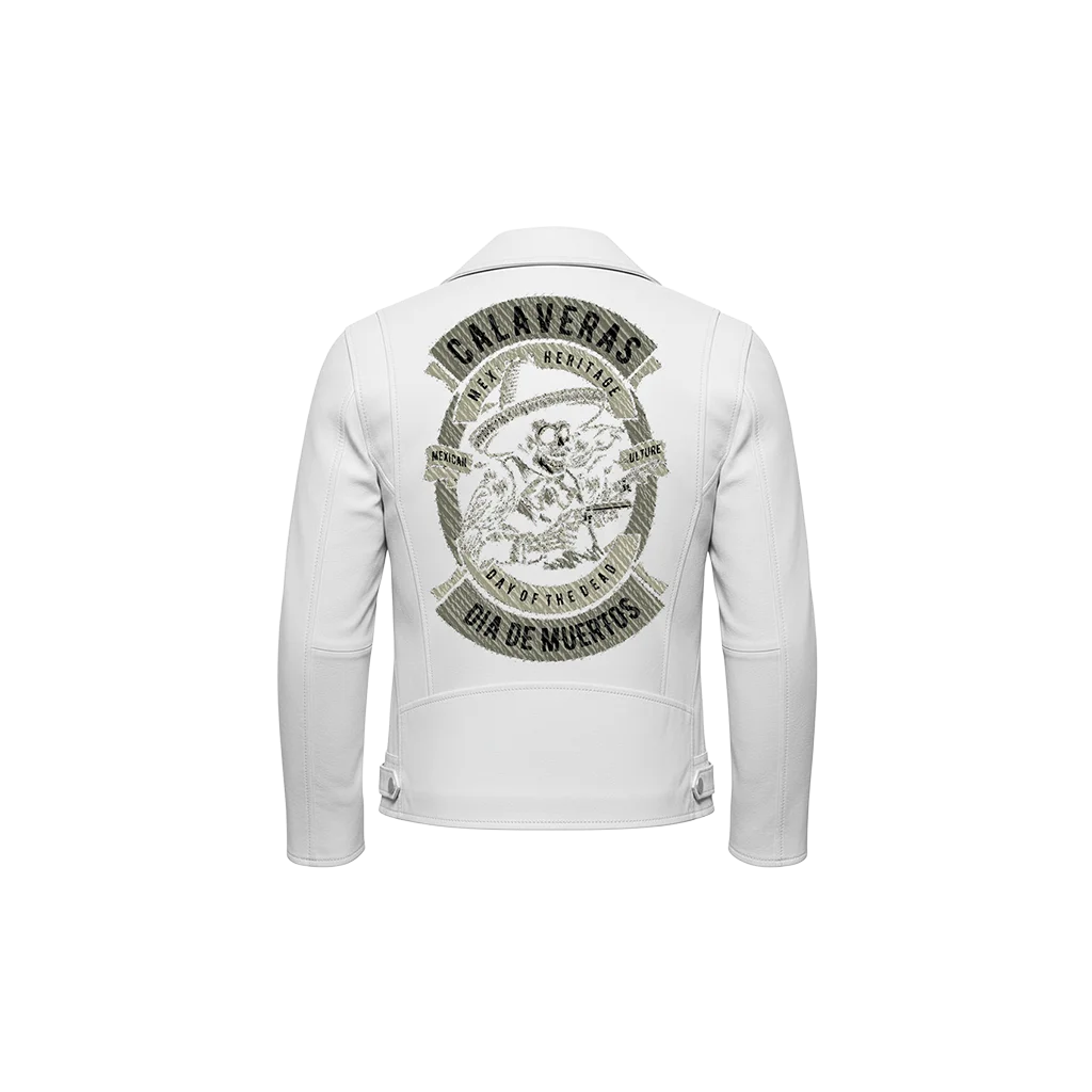 Calaveras Dia De Muertos Mexican Heritage Leather Jacket