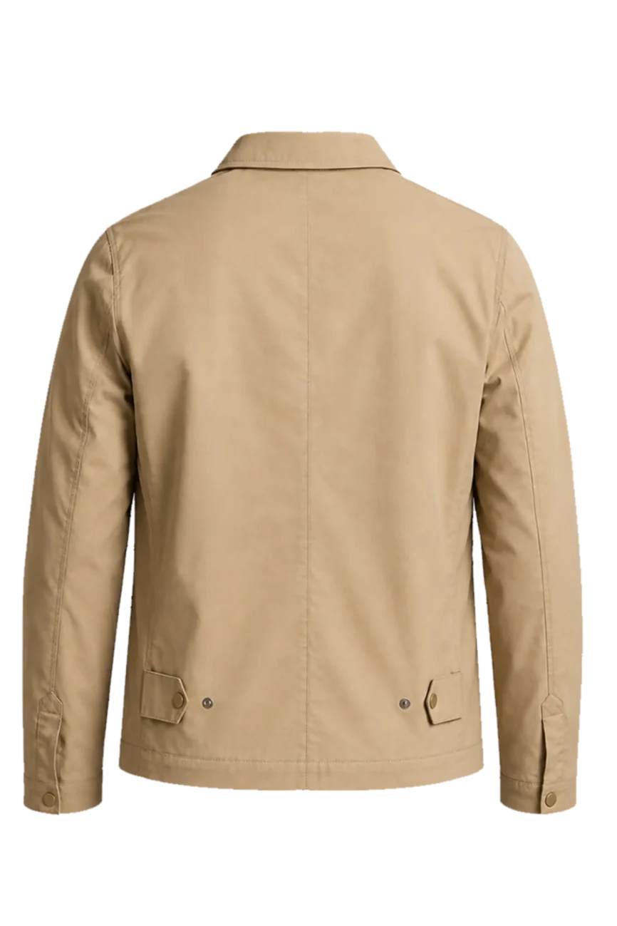 Men’s Classic Beige Cotton Harrington Zip Jacket