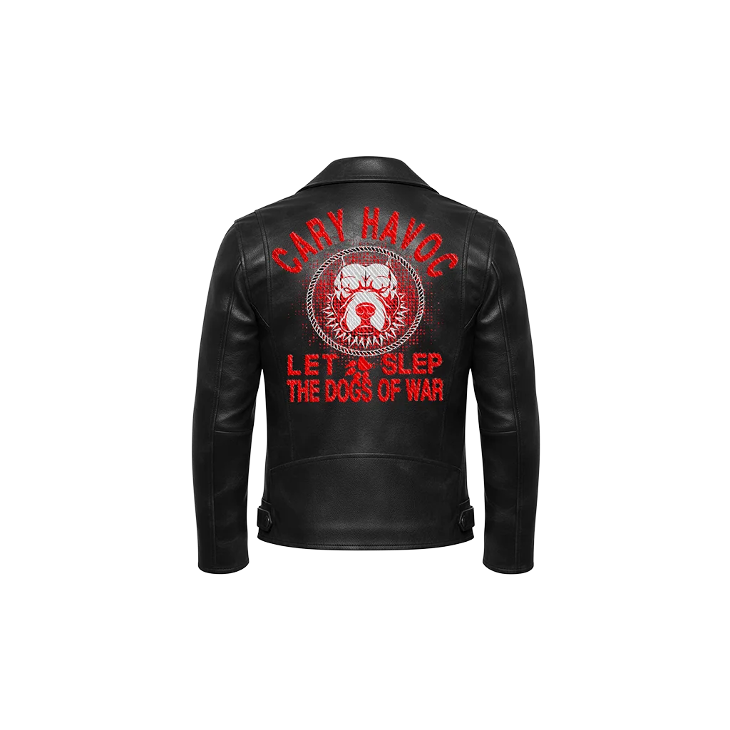 Cry Havoc Dogs of War Bulldog Leather Moto Jacket
