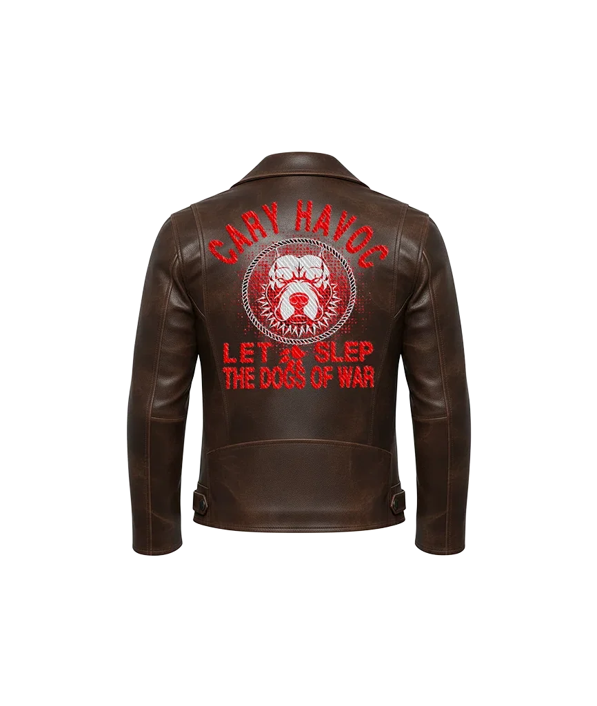 Cry Havoc Dogs of War Bulldog Leather Moto Jacket