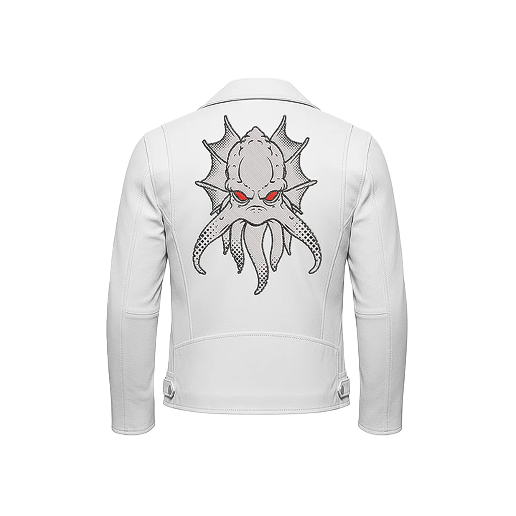 Cthulhu Kraken Embroidered Leather Jacket