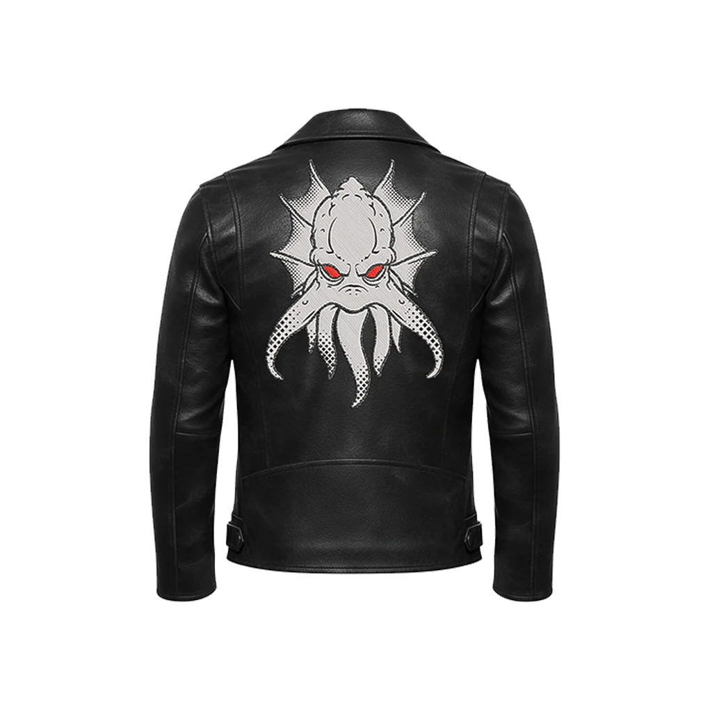 Cthulhu Kraken Embroidered Leather Jacket