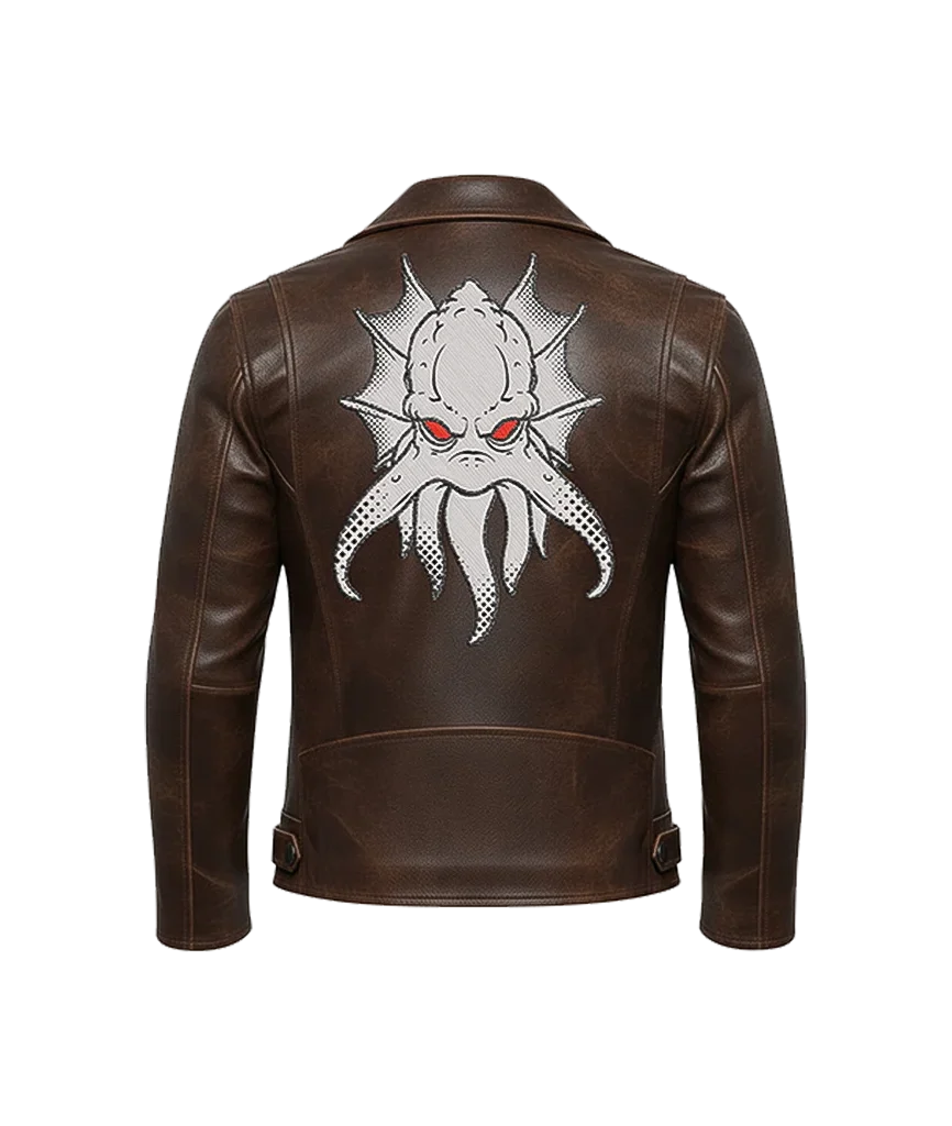Cthulhu Kraken Embroidered Leather Jacket
