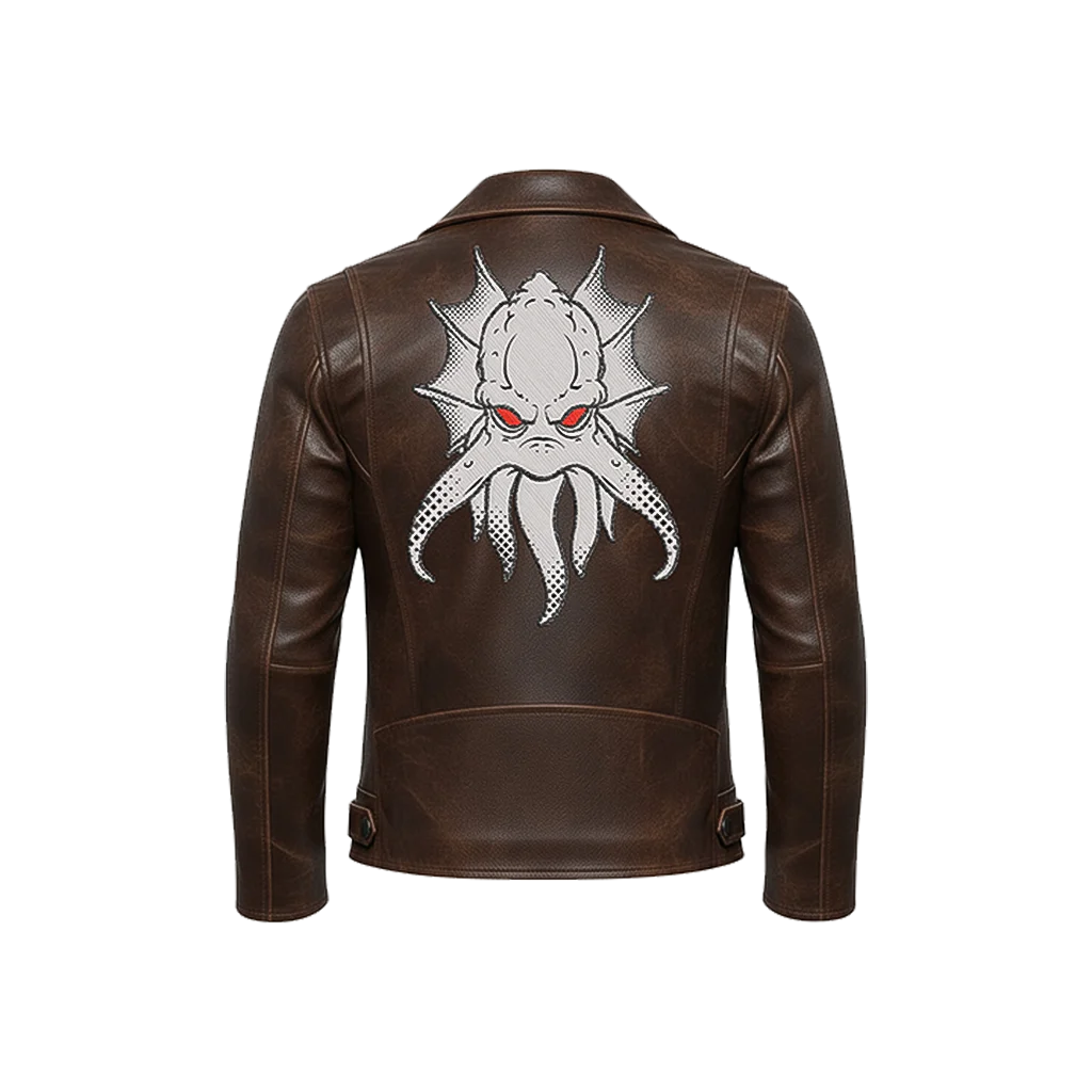 Cthulhu Kraken Embroidered Leather Jacket
