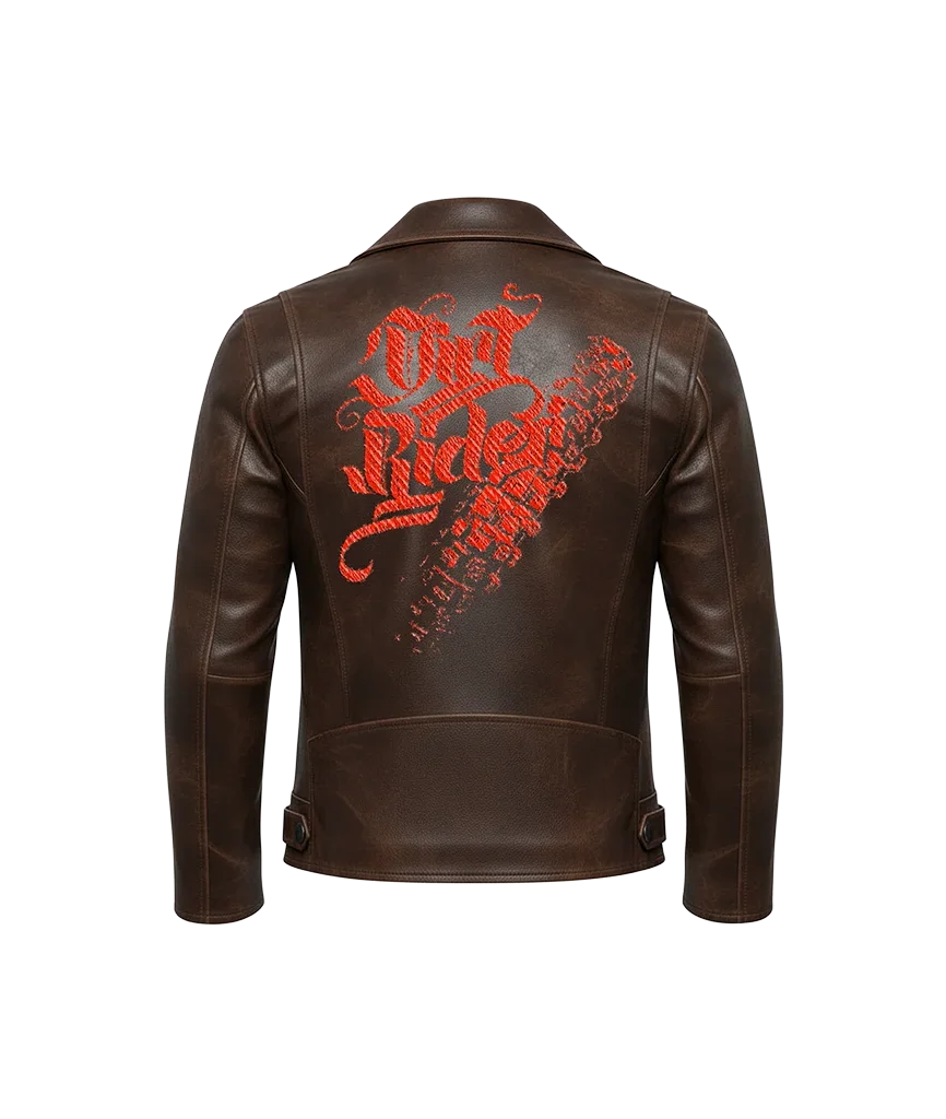 Dirt Rider Red & Tire Track Leather Jacket