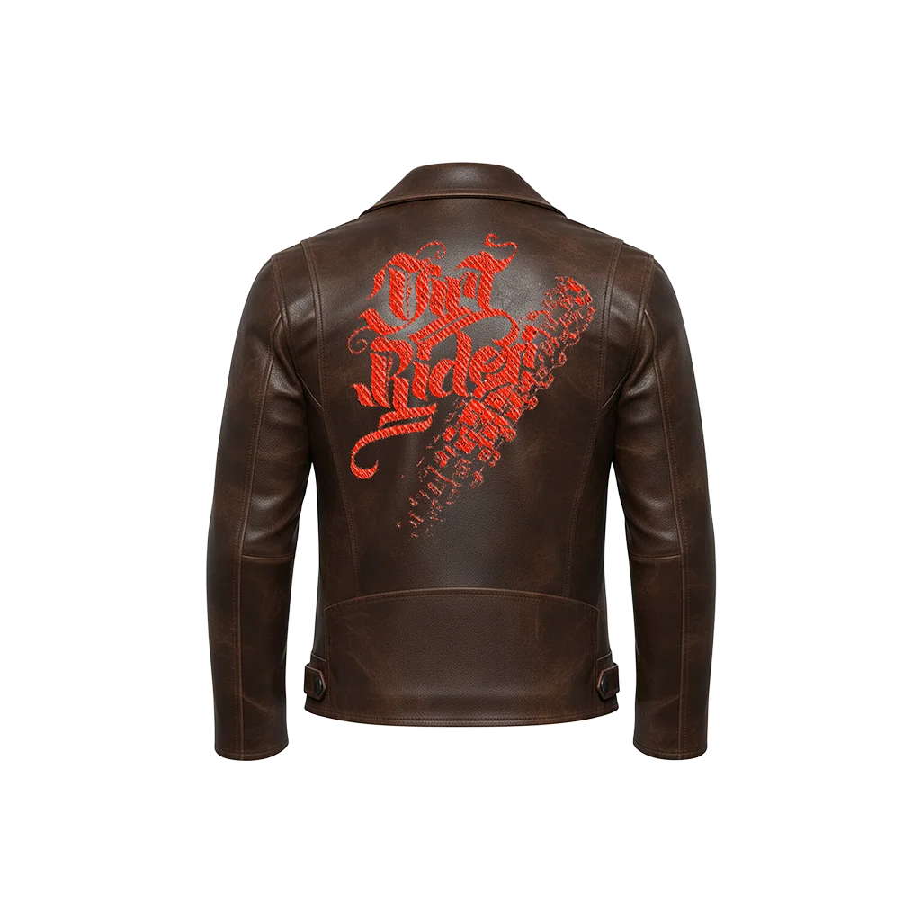 Dirt Rider Red & Tire Track Leather Jacket