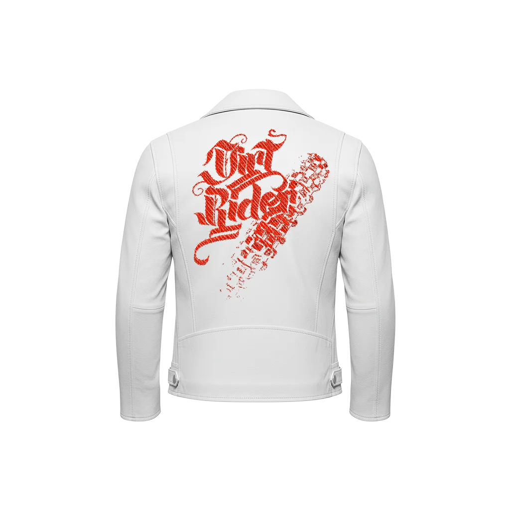 Dirt Rider Red & Tire Track Leather Jacket