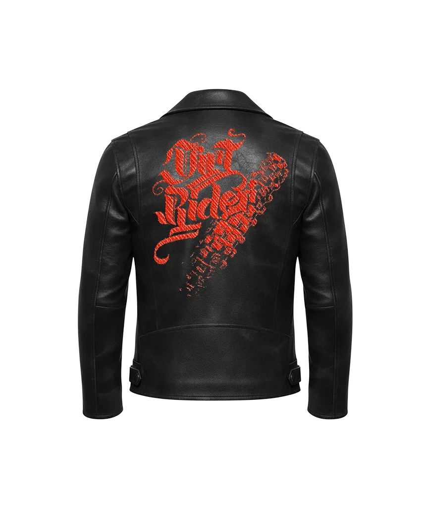 Dirt Rider Red & Tire Track Leather Jacket