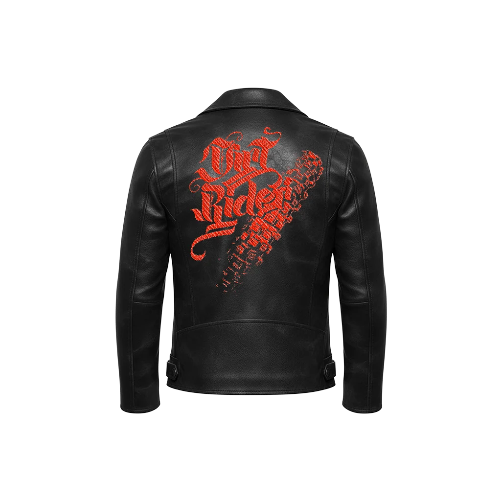 Dirt Rider Red & Tire Track Leather Jacket