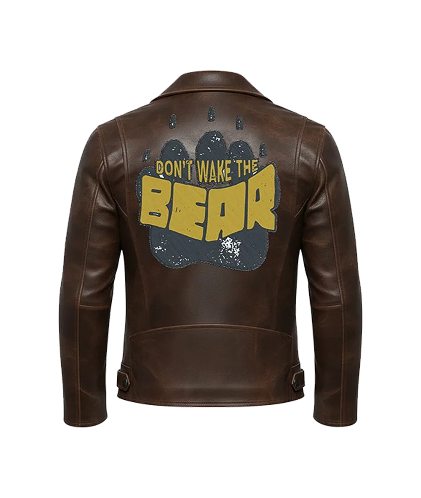 “Don’t Wake The Bear” Paw Leather Moto Jacket