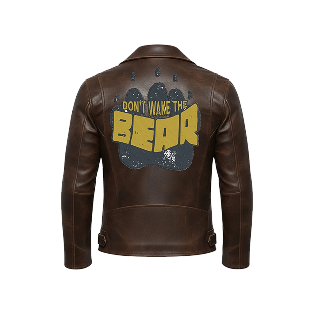 “Don’t Wake The Bear” Paw Leather Moto Jacket