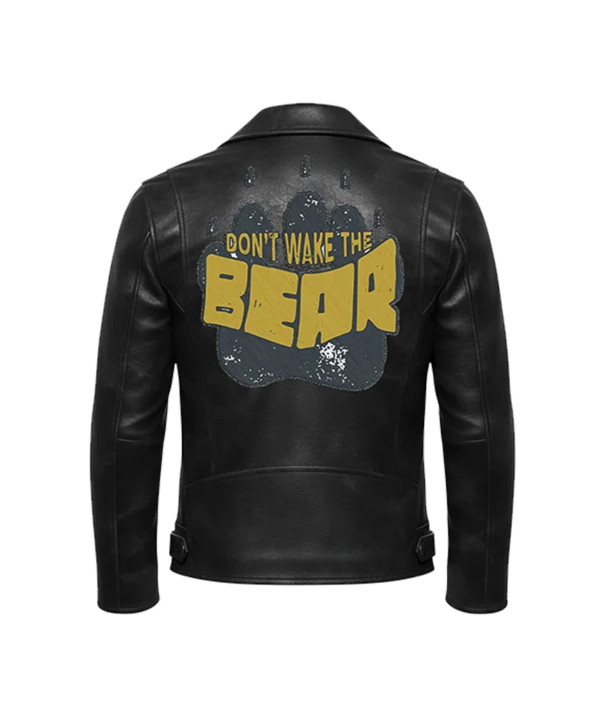 “Don’t Wake The Bear” Paw Leather Moto Jacket