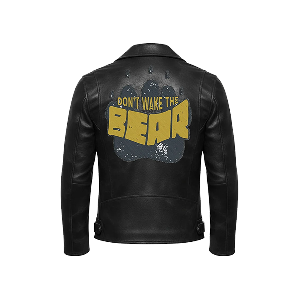 “Don’t Wake The Bear” Paw Leather Moto Jacket