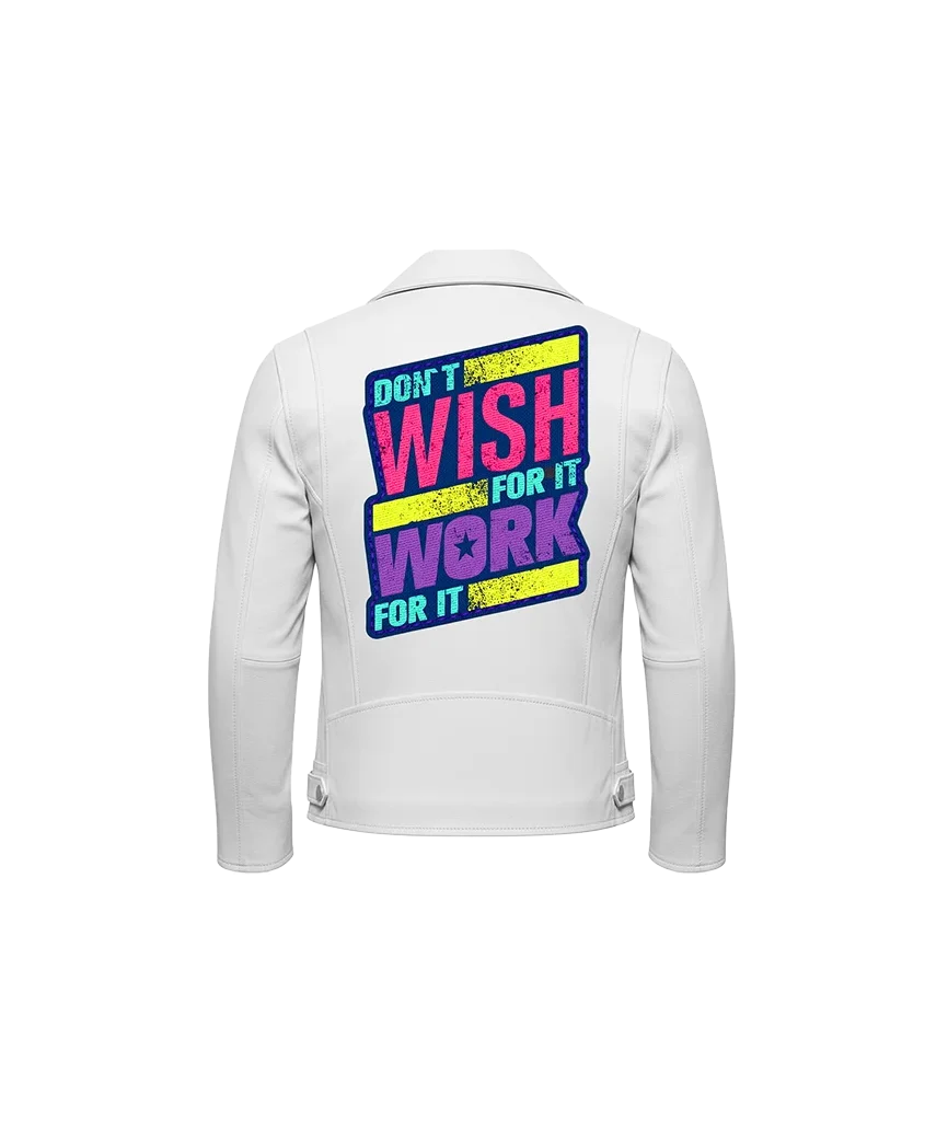 Don’t Wish For It, Work For It Neon Leather Moto Jacket