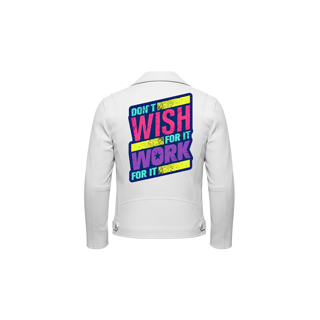 Don’t Wish For It, Work For It Neon Leather Moto Jacket
