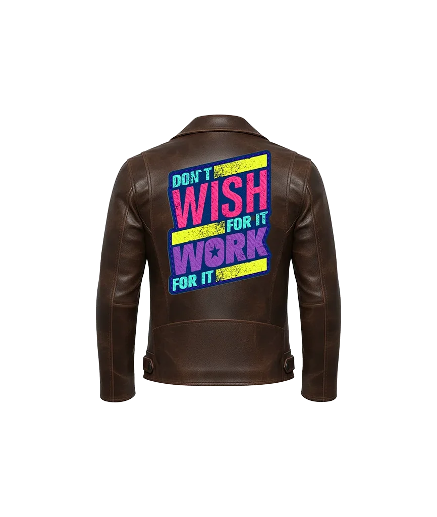 Don’t Wish For It, Work For It Neon Leather Moto Jacket