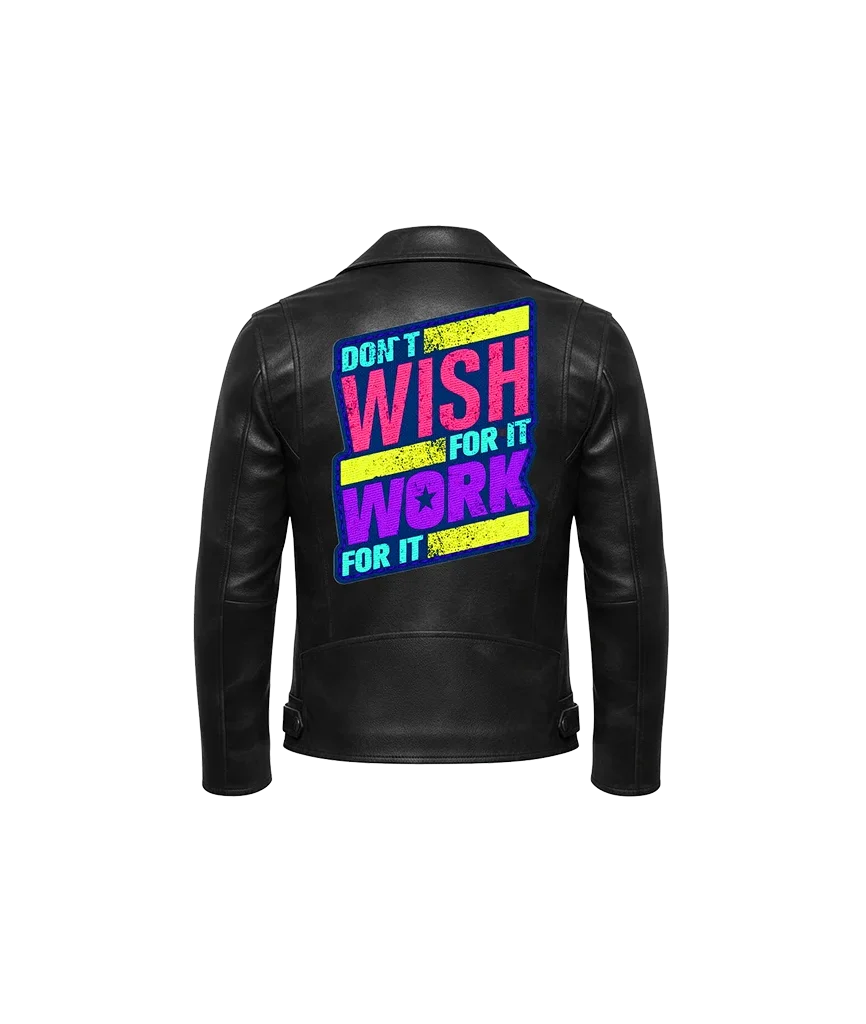 Don’t Wish For It, Work For It Neon Leather Moto Jacket