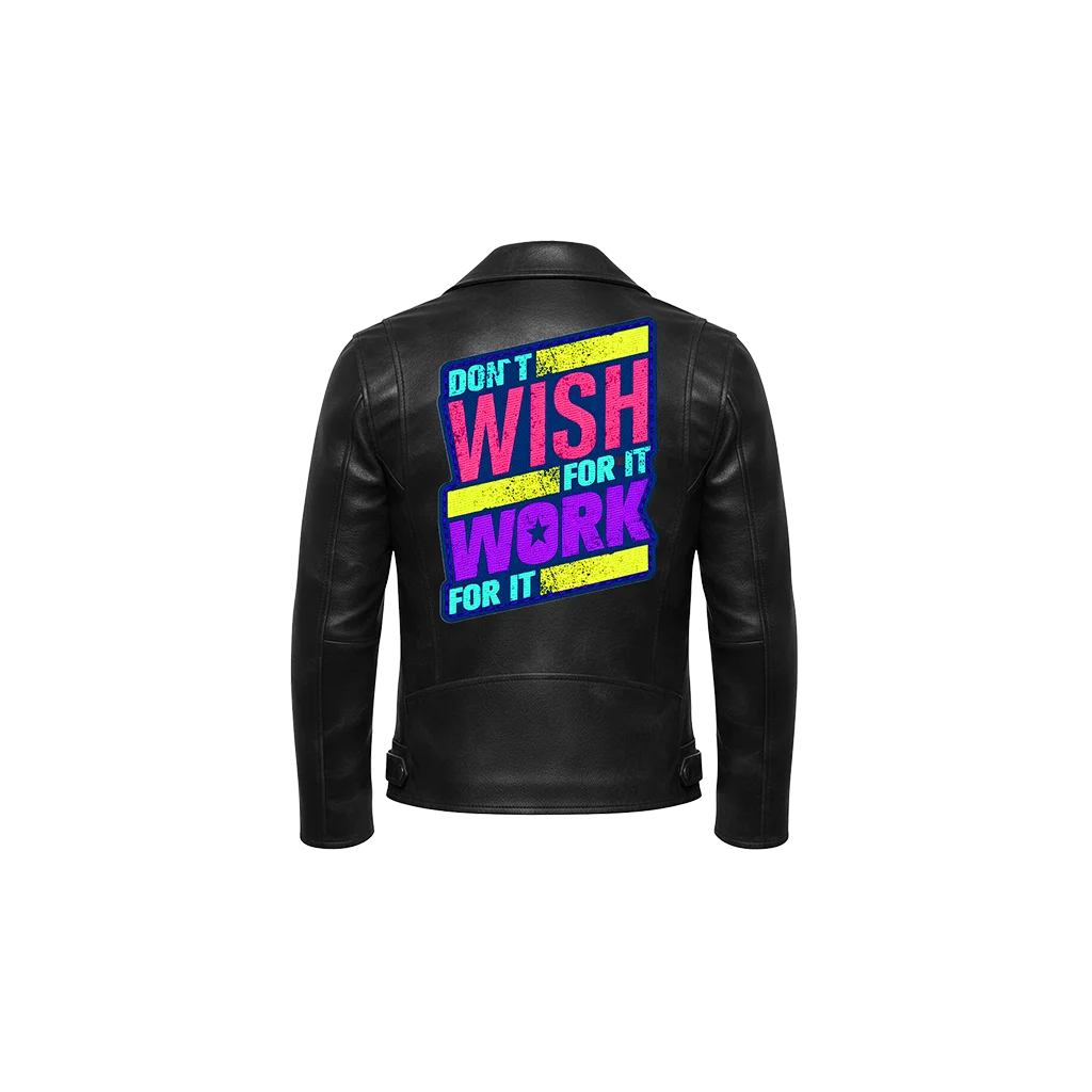 Don’t Wish For It, Work For It Neon Leather Moto Jacket