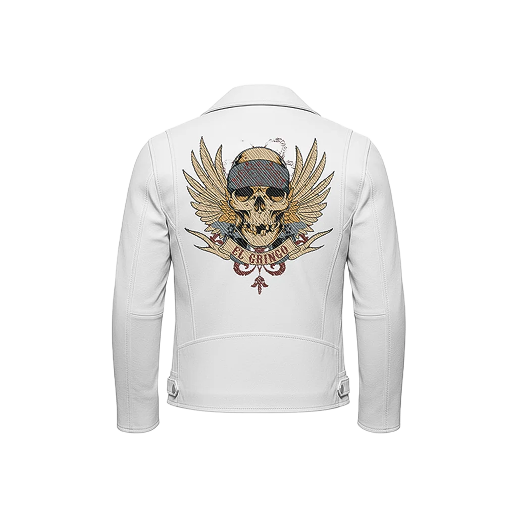 El Gringo Winged Skull Leather Moto Jacket