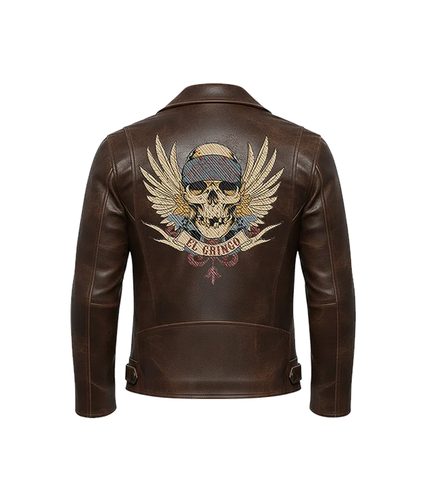 El Gringo Winged Skull Leather Moto Jacket