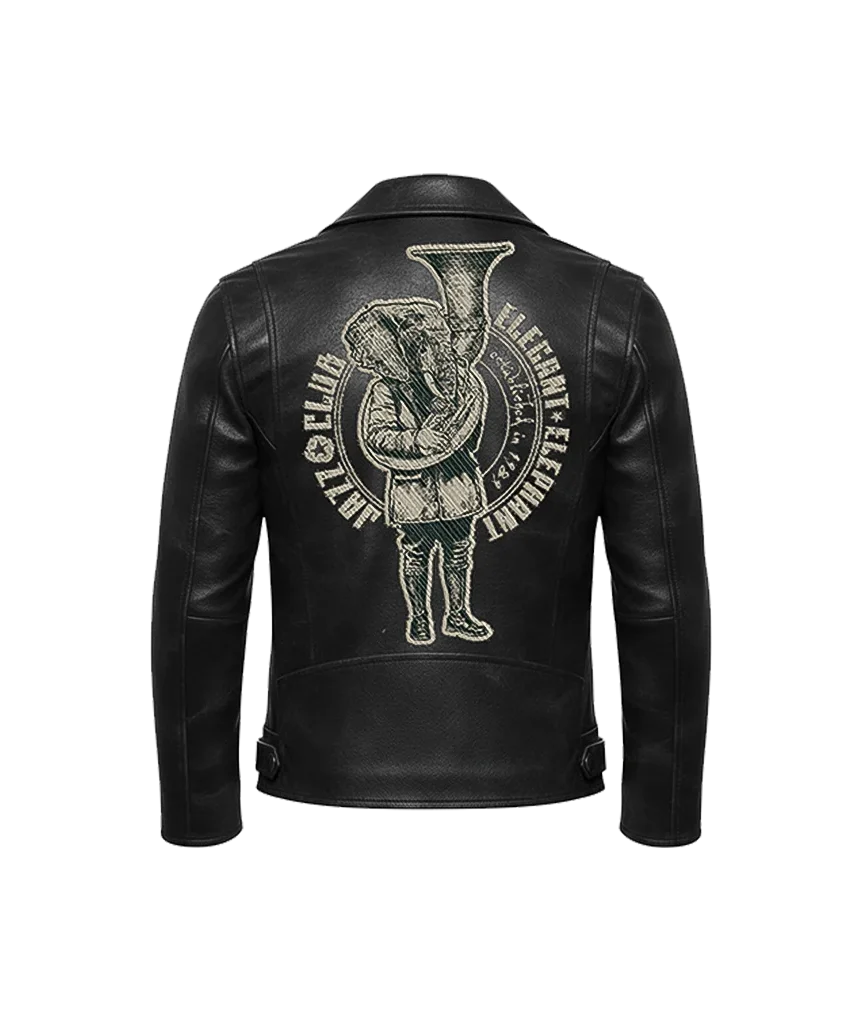 Elegant Elephant Jazz Club Leather Moto Jacket