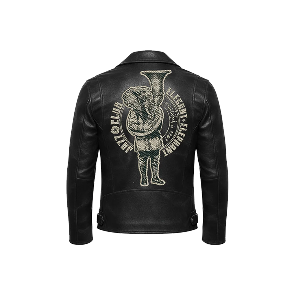 Elegant Elephant Jazz Club Leather Moto Jacket