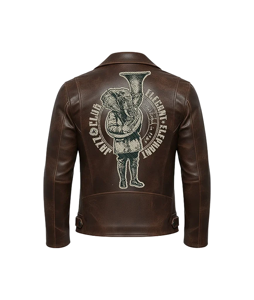 Elegant Elephant Jazz Club Leather Moto Jacket