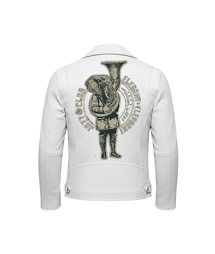 Elegant Elephant Jazz Club Leather Moto Jacket