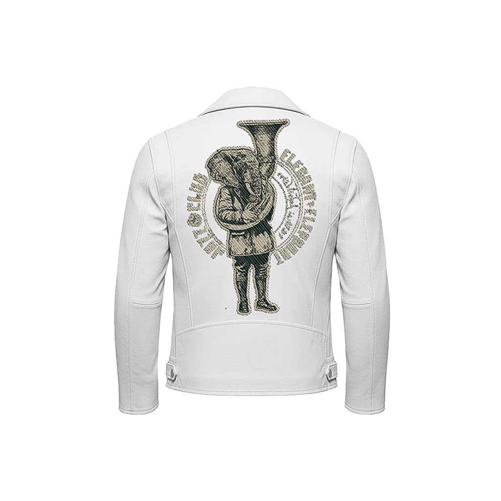 Elegant Elephant Jazz Club Leather Moto Jacket