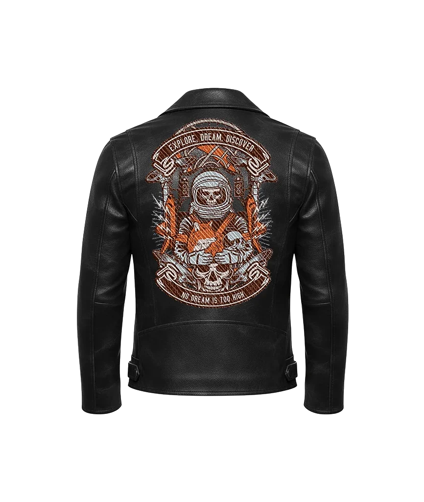 Explore, Dream, Discover Astronaut Skull Leather Jacket
