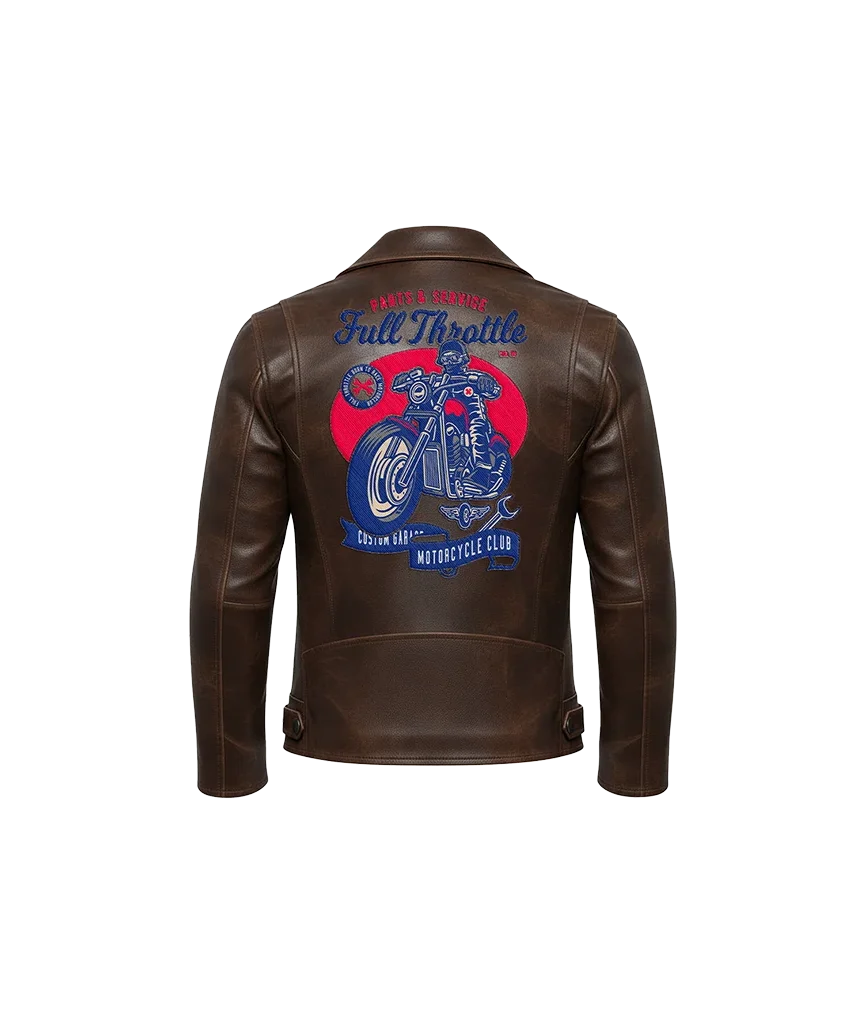 Full Throttle Motorcycle Club Leather Moto Jacket