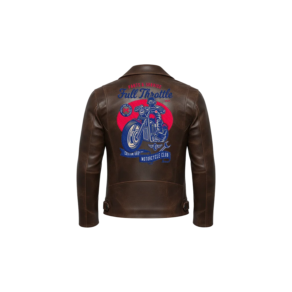 Full Throttle Motorcycle Club Leather Moto Jacket