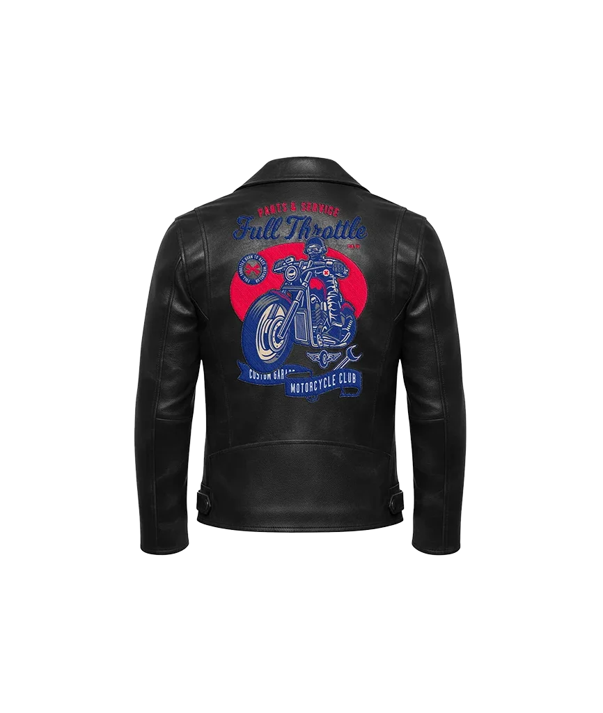 Full Throttle Motorcycle Club Leather Moto Jacket