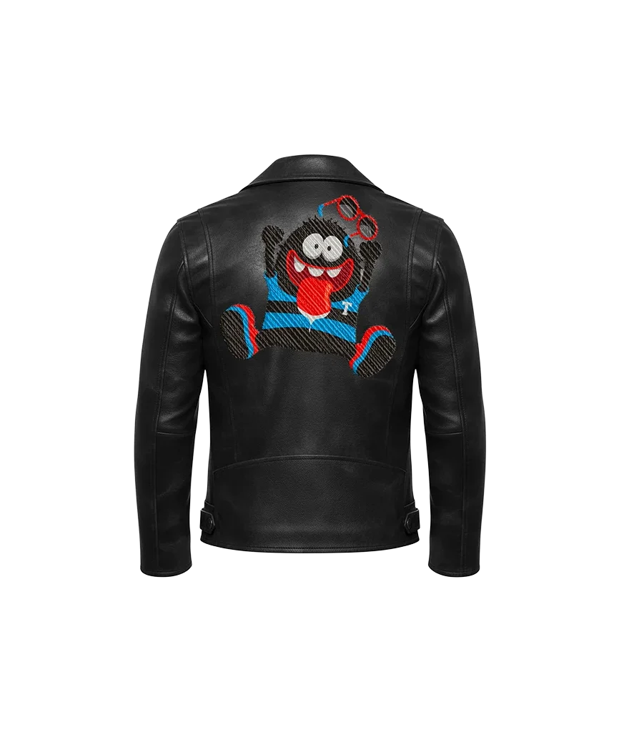 Goofy Monster Cartoon Mascot Leather Jacket