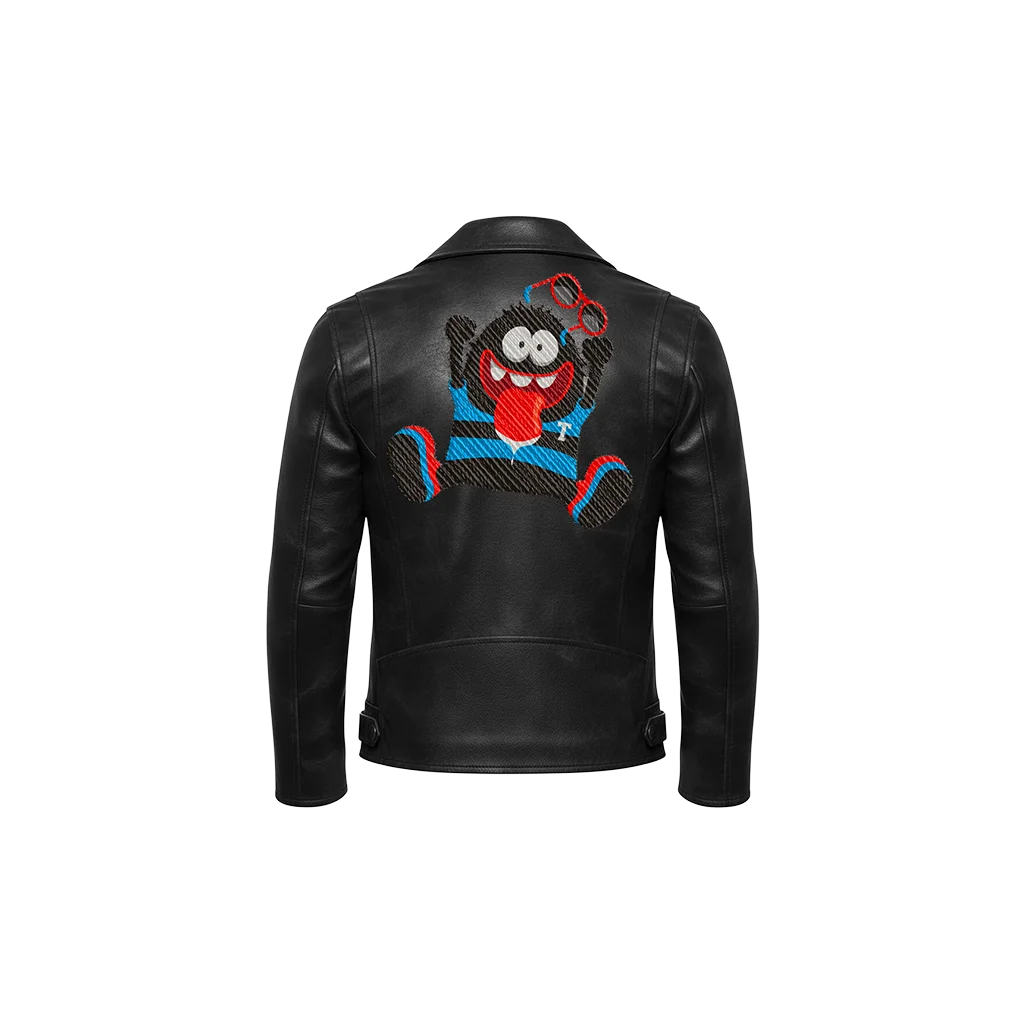 Goofy Monster Cartoon Mascot Leather Jacket