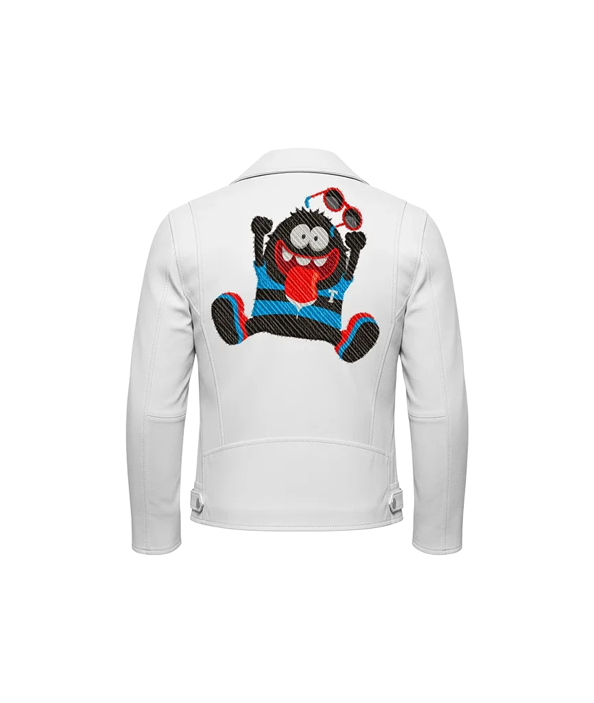 Goofy Monster Cartoon Mascot Leather Jacket