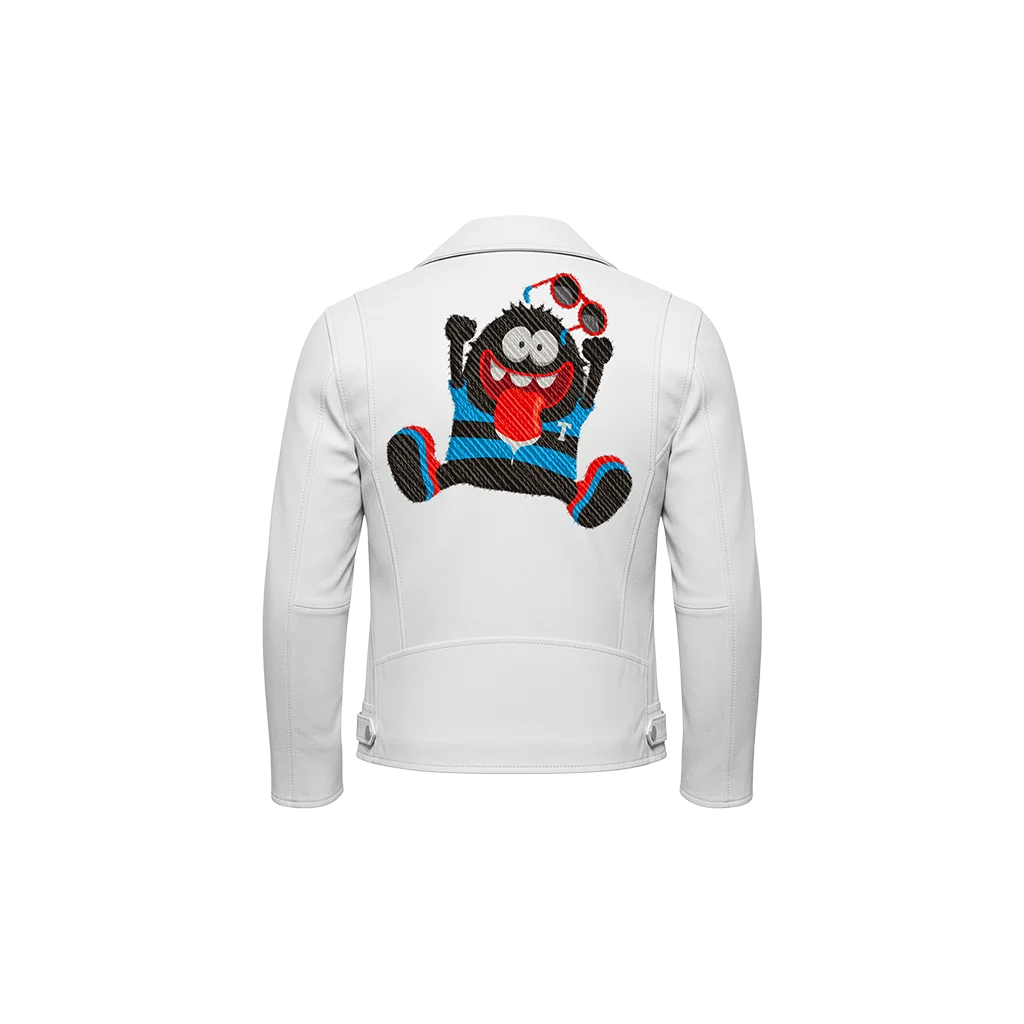 Goofy Monster Cartoon Mascot Leather Jacket