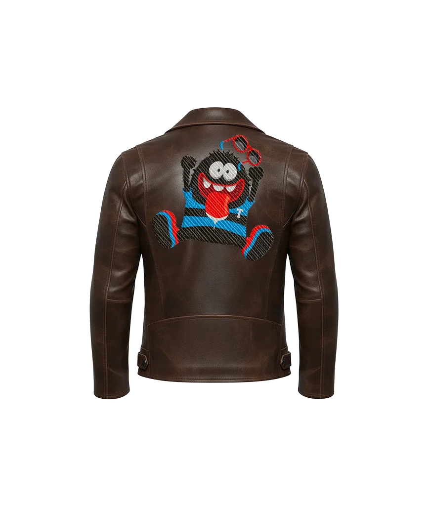 Goofy Monster Cartoon Mascot Leather Jacket