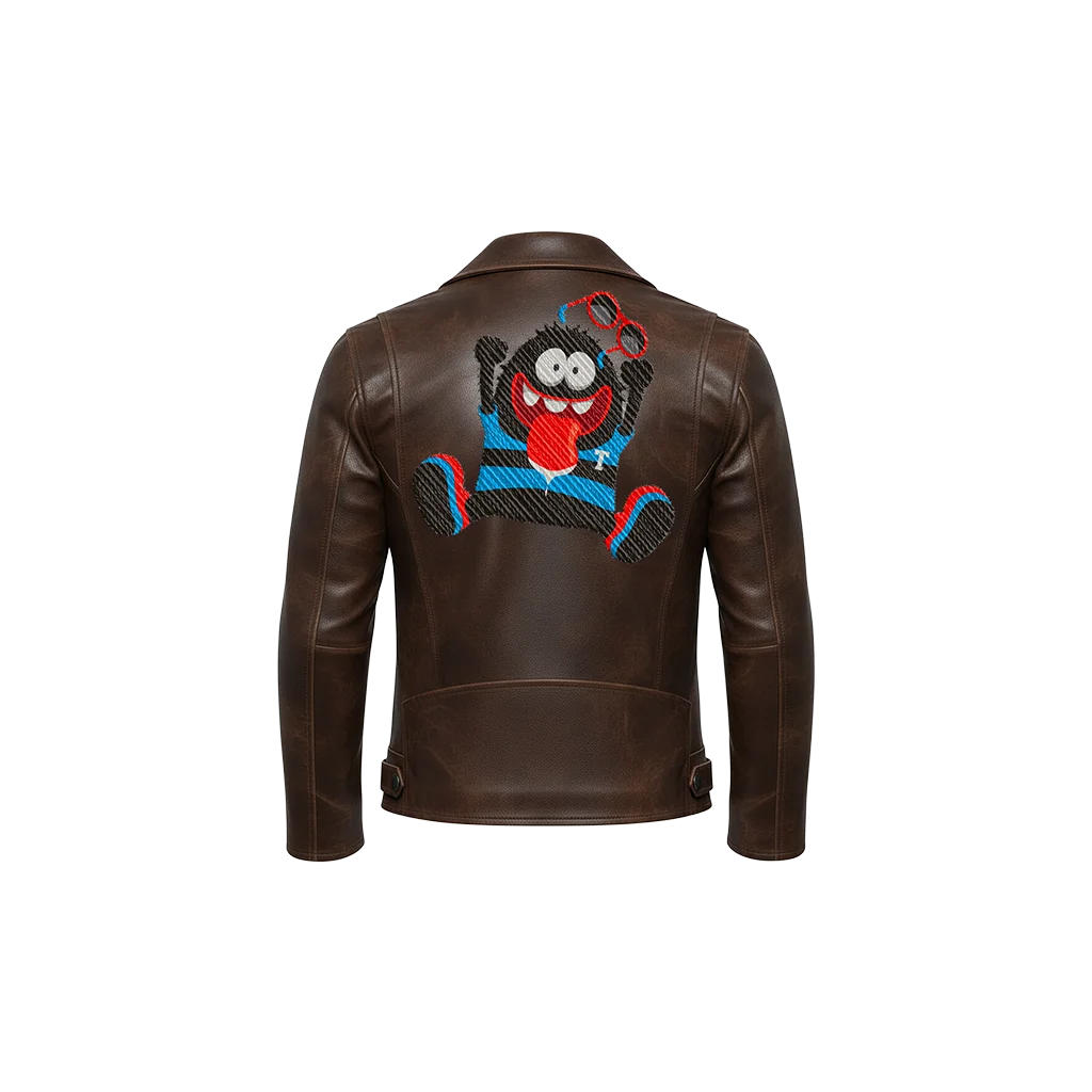 Goofy Monster Cartoon Mascot Leather Jacket
